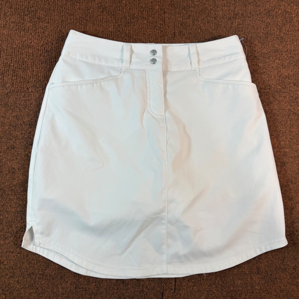 A+ Adidas Womens White Golf Skort Athletic Mini Skirt with Inner Shorts Size 0